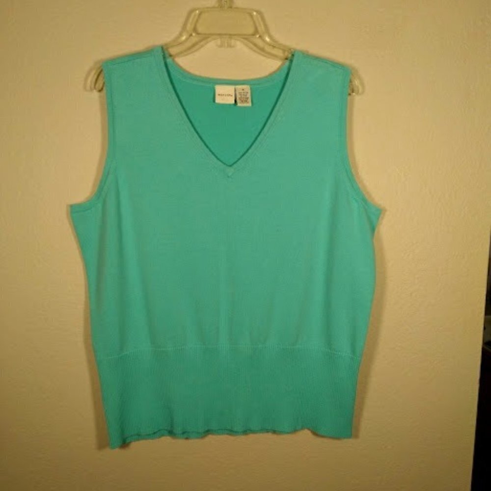 Merona Teal Blue Sleeveless Pullover Sweater Top Sz 1X